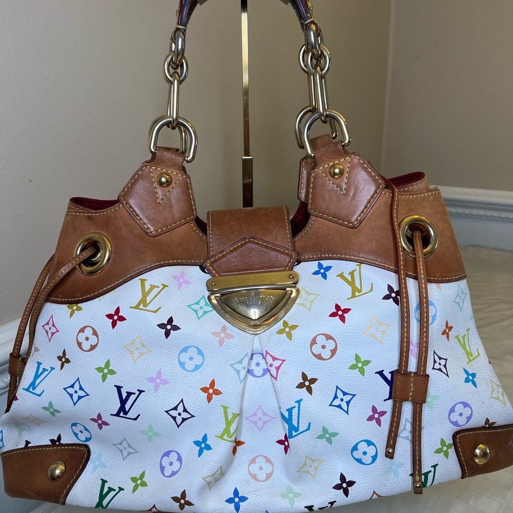 Louis Vuitton White Murakami Ursula Multicolor Monogram Handbag with buckle